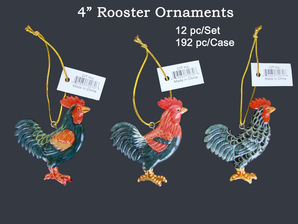 4" Rooster Ornaments